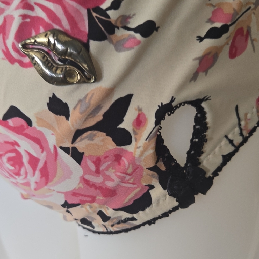 Betsey Johnson Floral Halter Swim Set - Pink and Cream - Picture 5 of 11